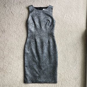 L.K. Bennett Metallic Bodycon Dress Size 4 Formal Sleeveless Gunmetal Charcoal